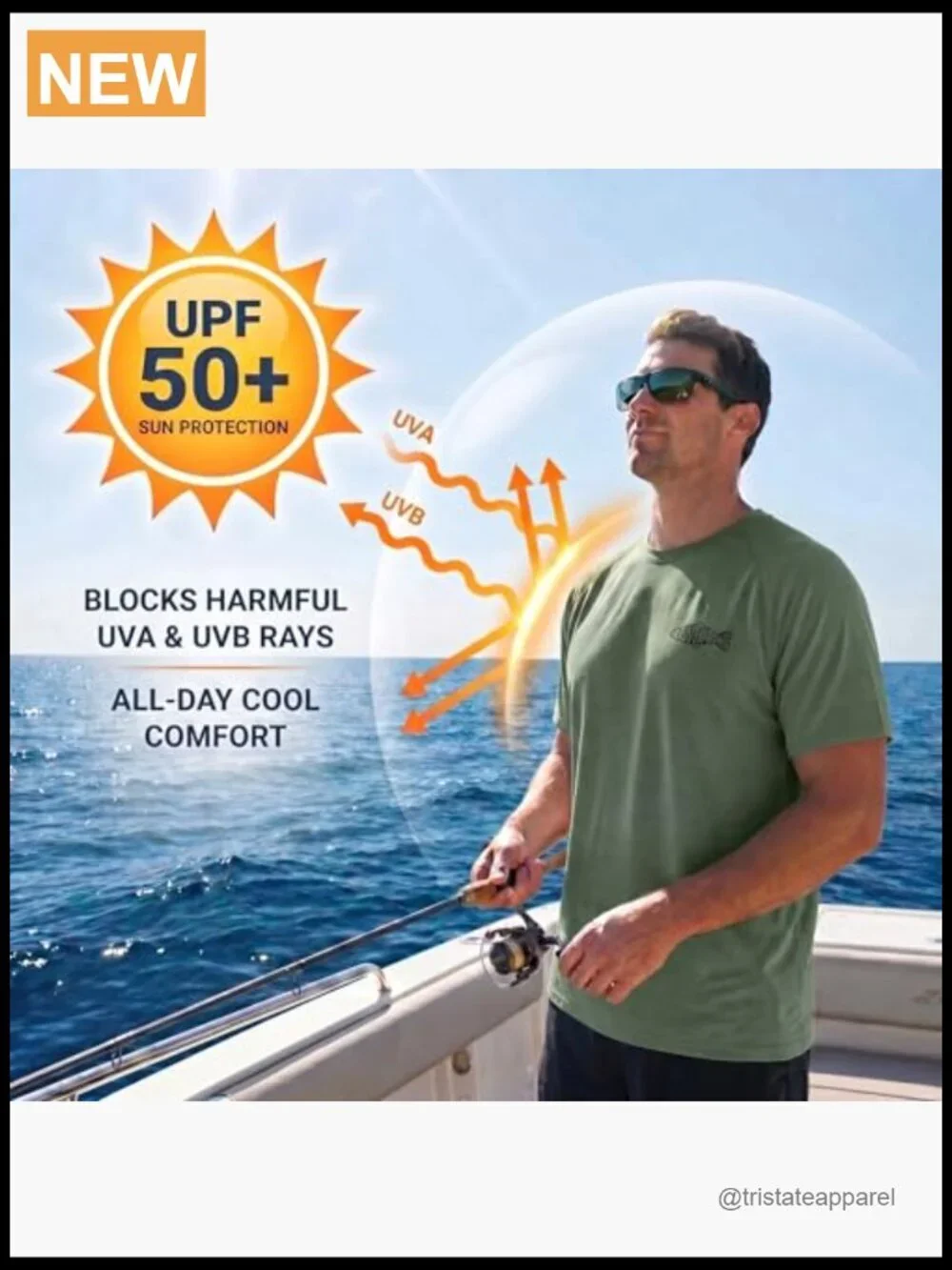 UPF 50+ Sun Protection Rash Guard Shirt Short Sleeve Men's Fishing Tee